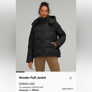 Lululemon Wunder Puff Black - Size 4
